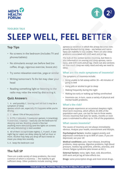 Toolbox Talk 2: Sleep Well, Feel Better