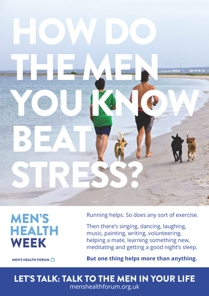How do the men you know beat stress? Let's talk. - Partners (Colour) Poster - Men's Health Week 2016 (pdf)