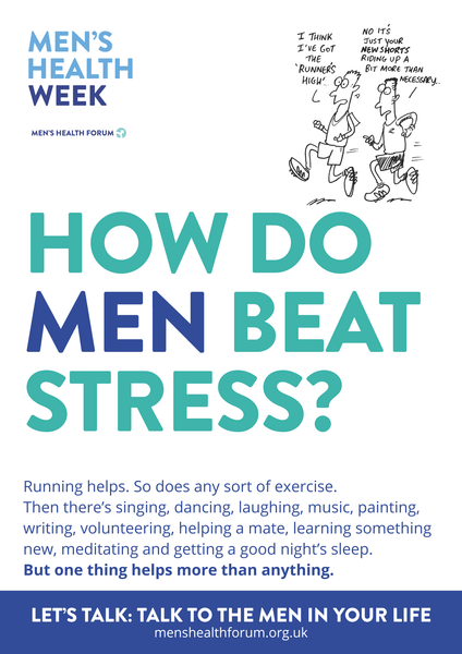 How do men beat stress? Let's talk. - Partners (Cartoon) Poster - Men's Health Week 2016 (pdf)