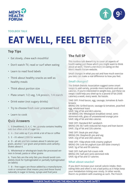 Toolbox Talk 9: Eat well, feel better (PDF)