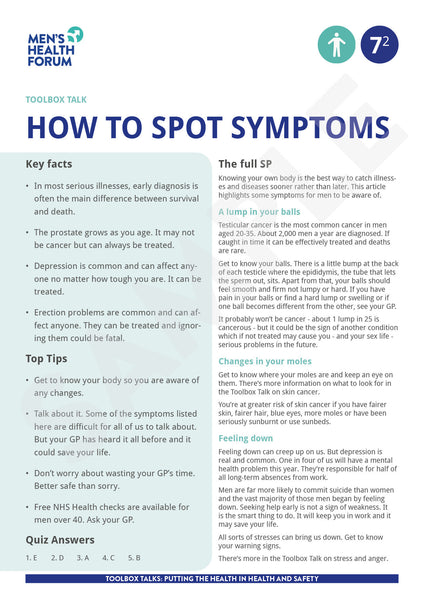Toolbox Talk 7: How to spot symptoms (PDF + 3 days trial video)