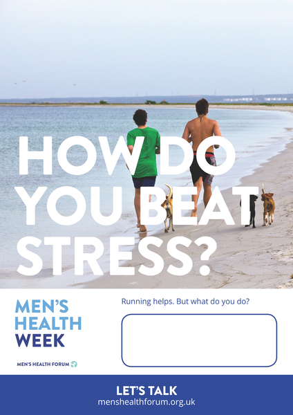How do you beat stress? Let's talk. - Beach Poster - Men's Health Week 2016 (pdf)