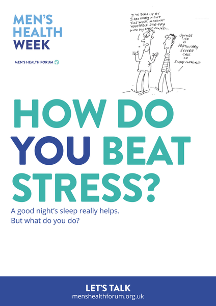 How do you beat stress? Let's talk. - Sleep (Cartoon) Poster - Men's Health Week 2016 (pdf)