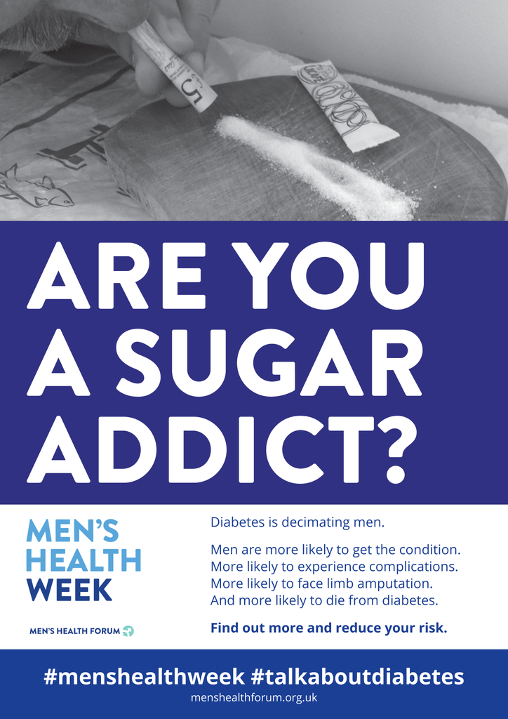 #TalkAboutDiabetes - Are You A Sugar Addict? (Sugar) Poster - Men's Health Week 2018 (pdf)