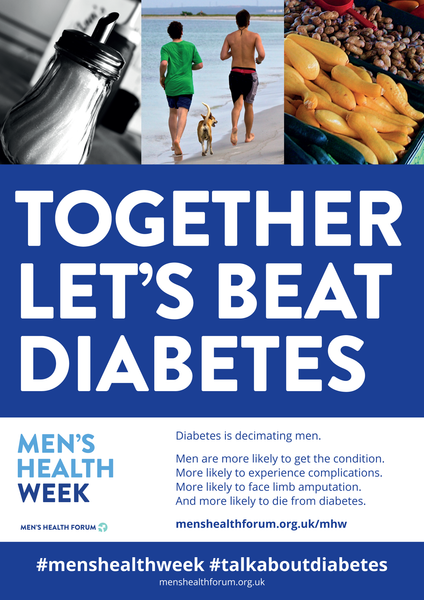 #TalkAboutDiabetes - Together Let's Beat Diabetes Poster - Men's Health Week 2018 (pdf)
